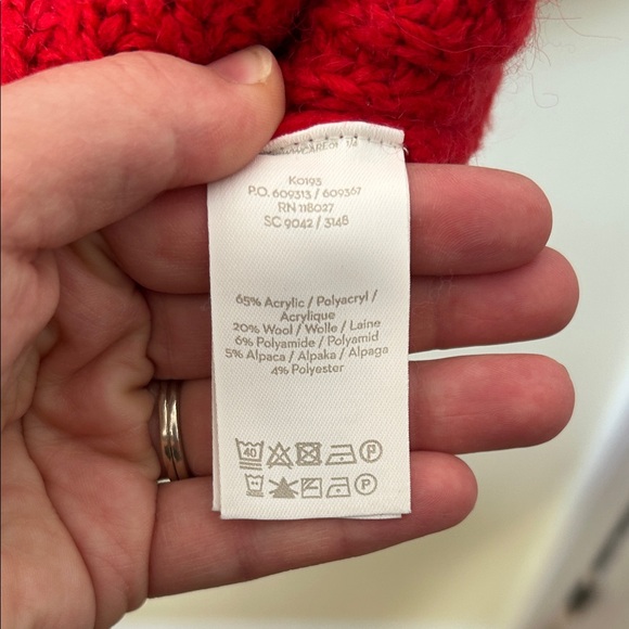 Boden Wool Blend Chunky Knit Red Mockneck Women's Sweater Size M - Picture 4 of 11